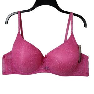 NWT 42C Women's Fashion Bra Underwire Lined Molded Removable Straps - Pink
